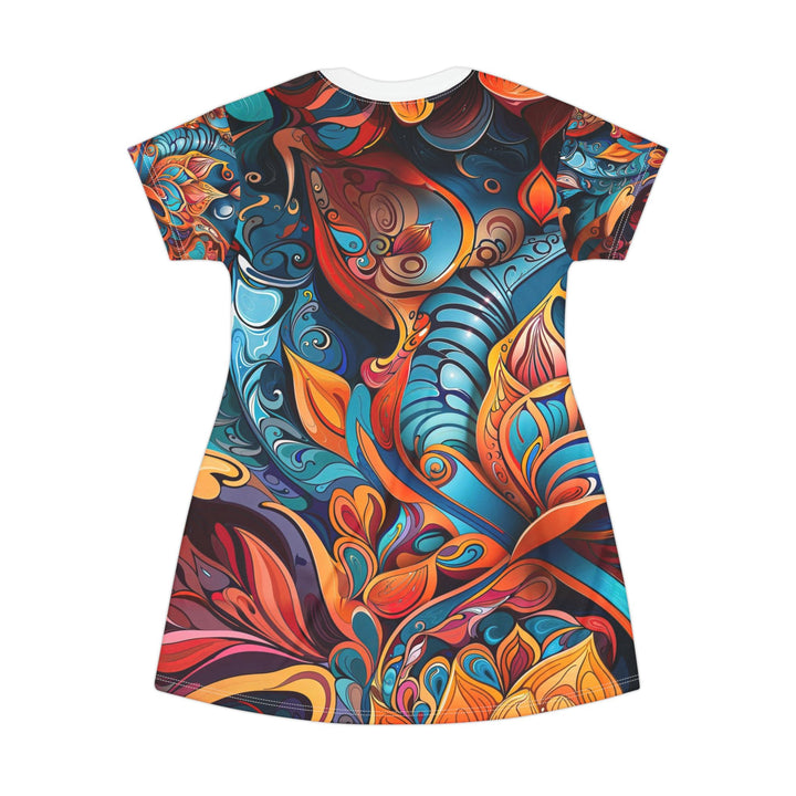 Vibrant Floral Whirls - T-Shirt Dress - All Over Prints - g(0D·IO) - XS - -