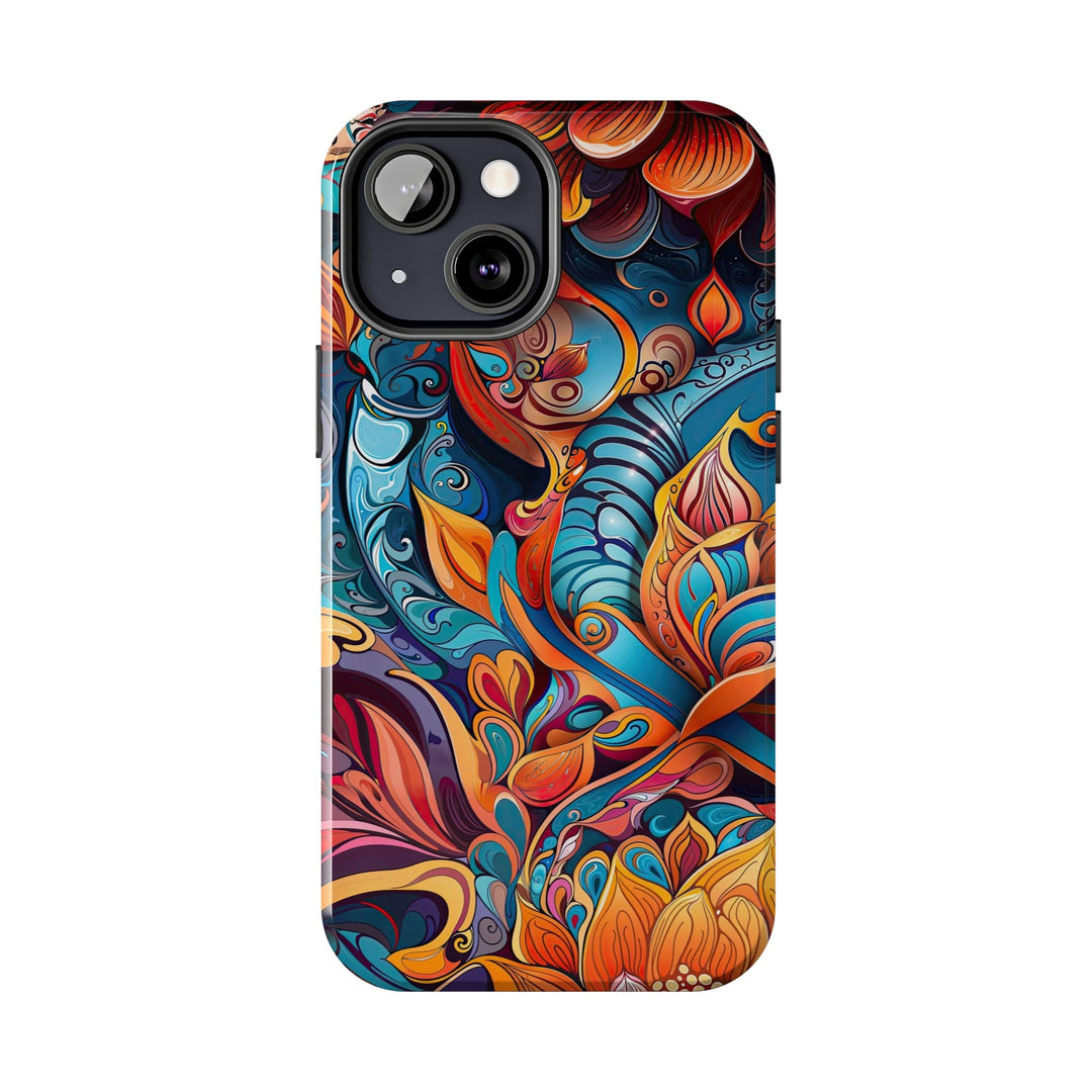 Vibrant Floral Whirls - Tough Phone Case - Phone Case - g(0D·IO) - iPhone 13 Mini - -