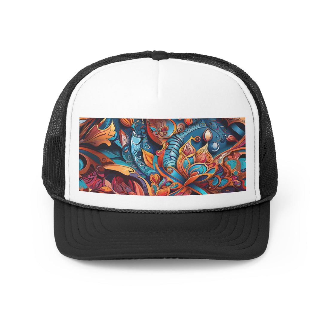 Vibrant Floral Whirls - Trucker Hat - Hats - g(0D·IO) - Black - One size -