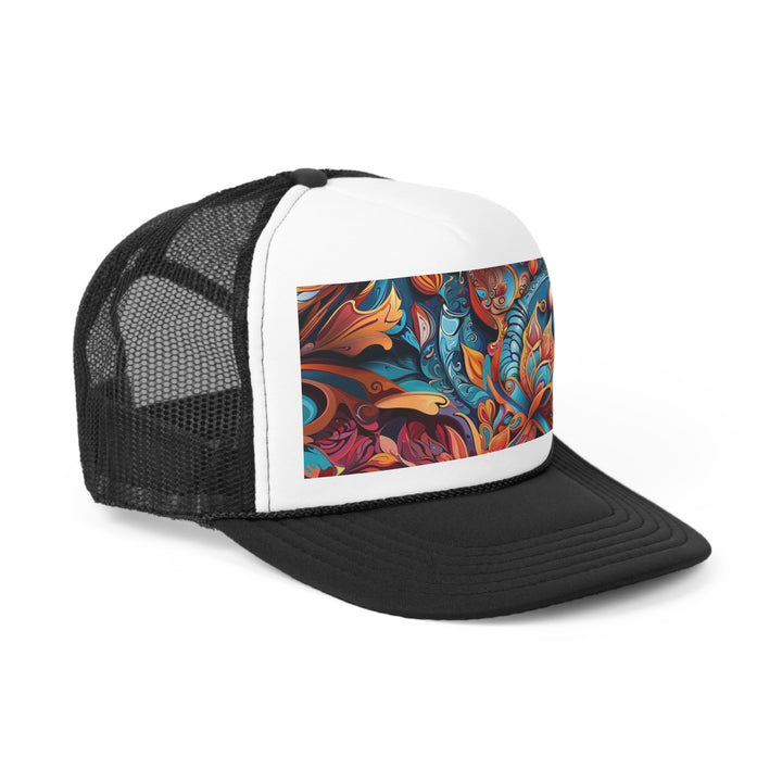 Vibrant Floral Whirls - Trucker Hat - Hats - g(0D·IO) - Pink - One size -