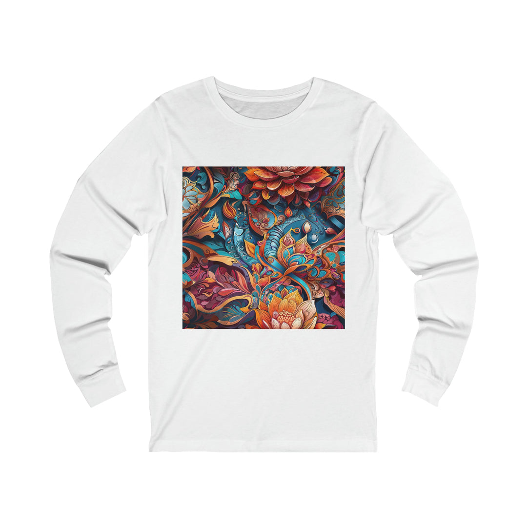 Vibrant Floral Whirls - Unisex Jersey Long Sleeve Tee - Long-sleeve - g(0D·IO) - S - White -