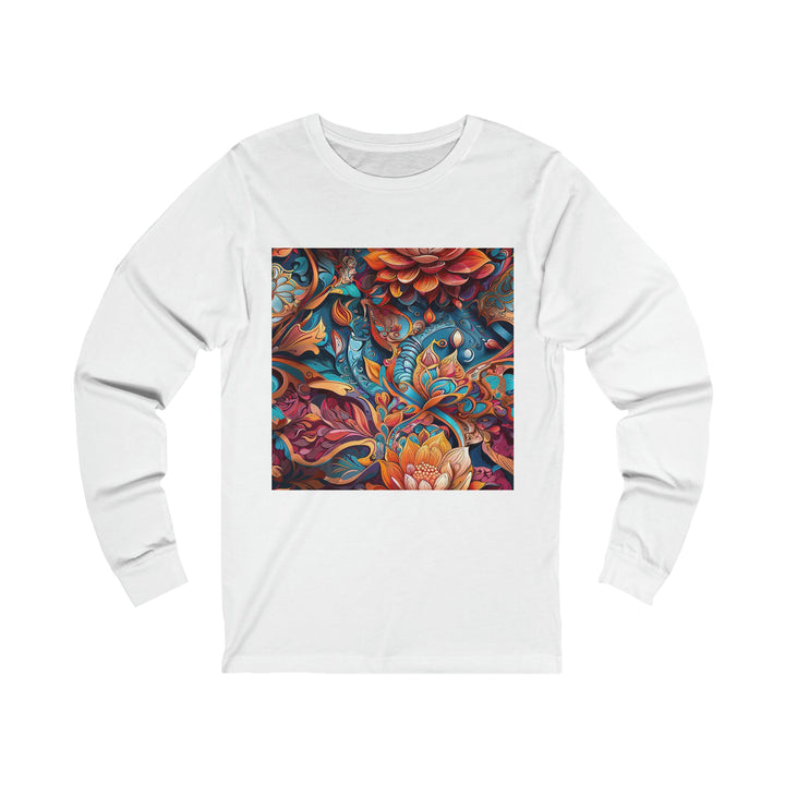 Vibrant Floral Whirls - Unisex Jersey Long Sleeve Tee - Long-sleeve - g(0D·IO) - S - White -