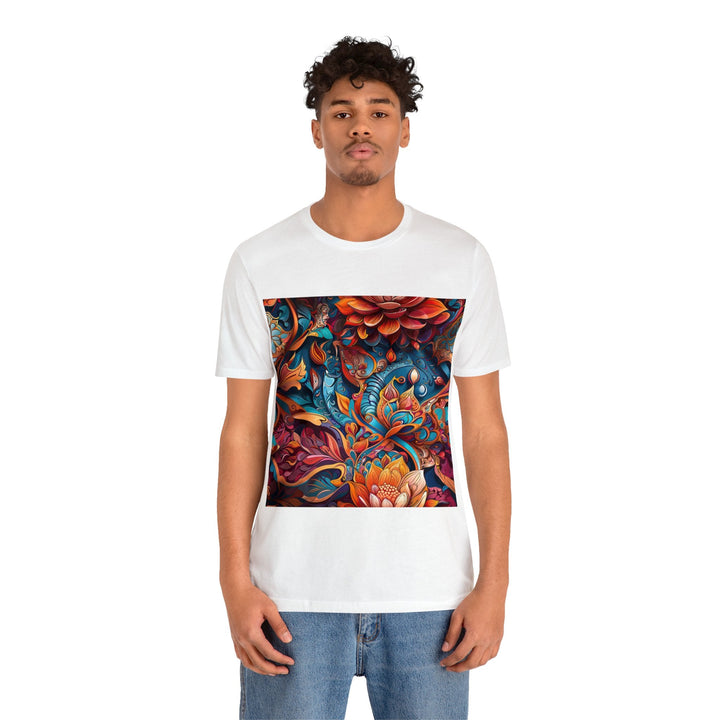 Vibrant Floral Whirls - Unisex Jersey Short Sleeve Tee - T-Shirt - g(0D·IO) - Black - S -