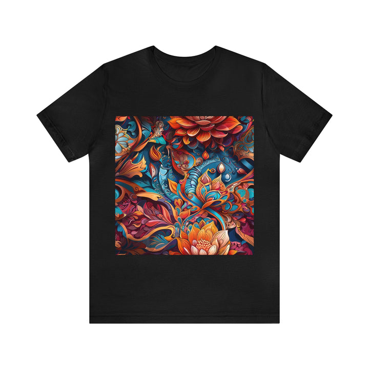 Vibrant Floral Whirls - Unisex Jersey Short Sleeve Tee - T-Shirt - g(0D·IO) - Black - S -