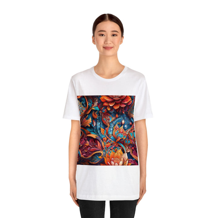 Vibrant Floral Whirls - Unisex Jersey Short Sleeve Tee - T-Shirt - g(0D·IO) - Black - S -