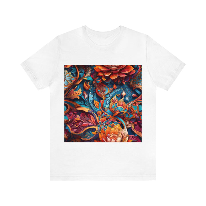 Vibrant Floral Whirls - Unisex Jersey Short Sleeve Tee - T-Shirt - g(0D·IO) - White - S -