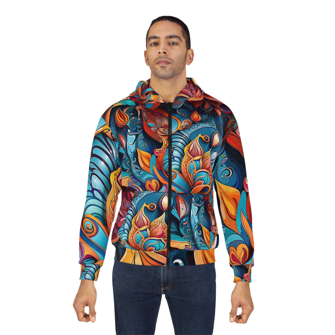 Vibrant Floral Whirls - Unisex Zip Hoodie - All Over Prints - g(0D·IO) - XS - -