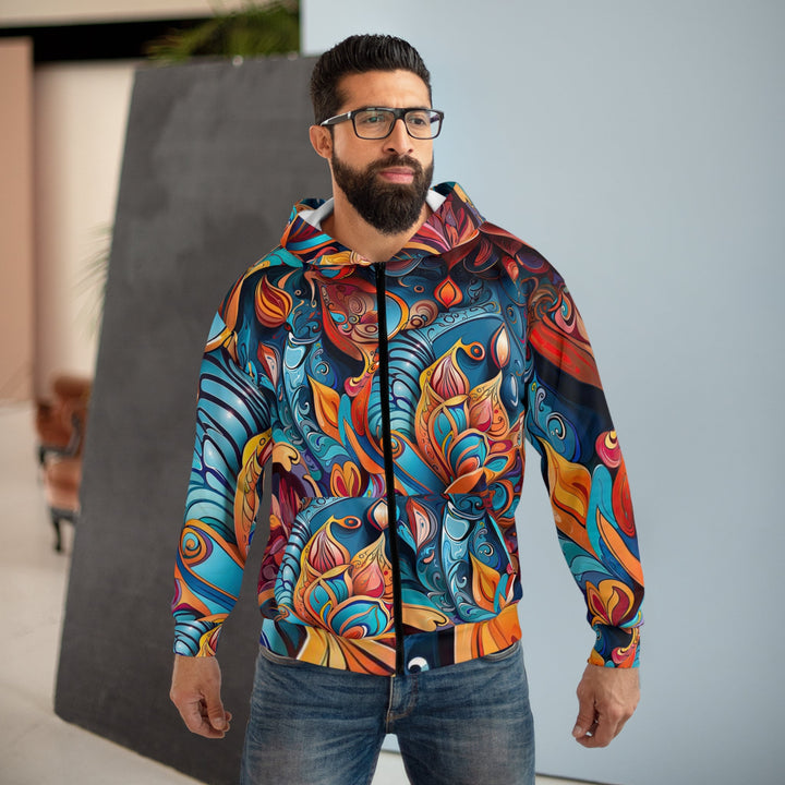 Vibrant Floral Whirls - Unisex Zip Hoodie - All Over Prints - g(0D·IO) - XS - -