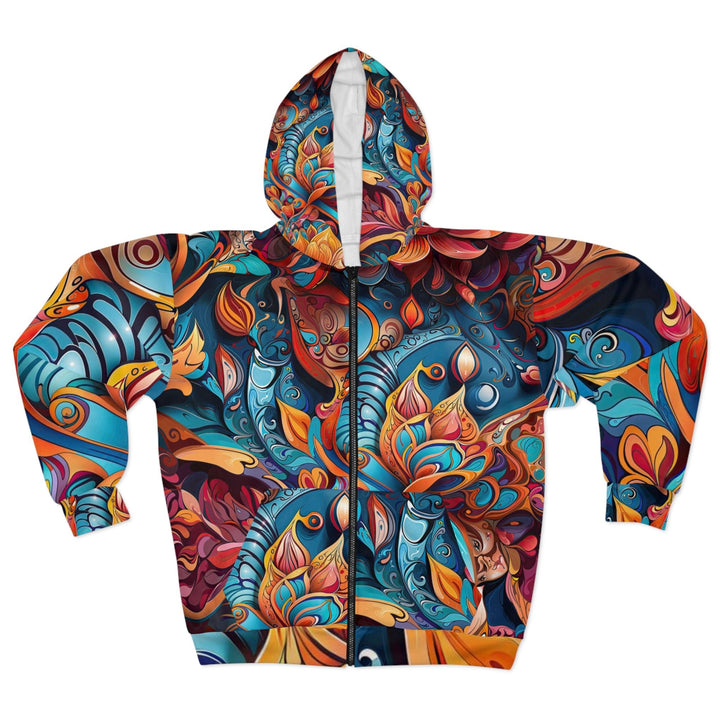 Vibrant Floral Whirls - Unisex Zip Hoodie - All Over Prints - g(0D·IO) - XS - -