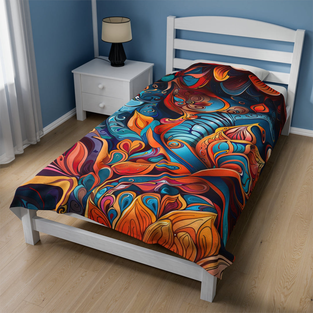 Vibrant Floral Whirls - Velveteen Plush Blanket - All Over Prints - g(0D·IO) - 30" × 40" - -