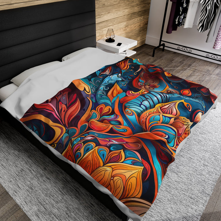 Vibrant Floral Whirls - Velveteen Plush Blanket - All Over Prints - g(0D·IO) - 30" × 40" - -