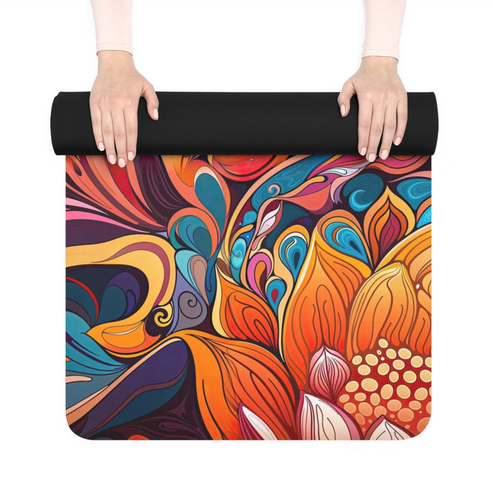 Vibrant Floral Whirls - Yoga Mat - Home Decor - g(0D·IO) - 24” x 68” - -