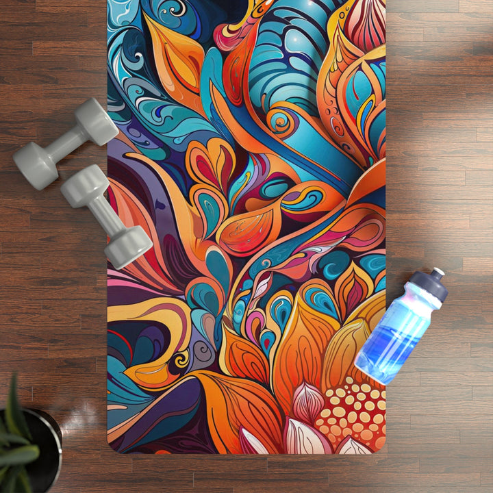 Vibrant Floral Whirls - Yoga Mat - Home Decor - g(0D·IO) - 24” x 68” - -