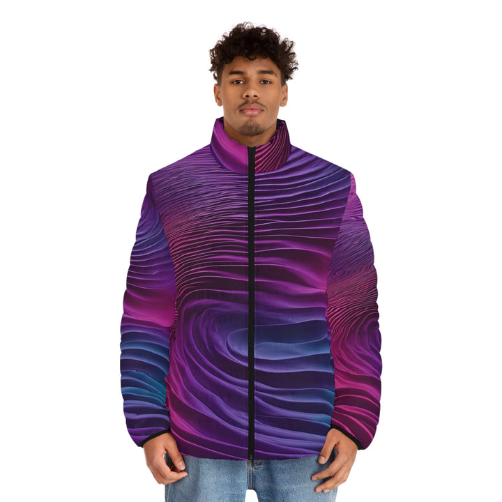 Vibrant Fluid Dynamics - Puffer Jacket - All Over Prints - g(0D·IO) - S - Black zipper -