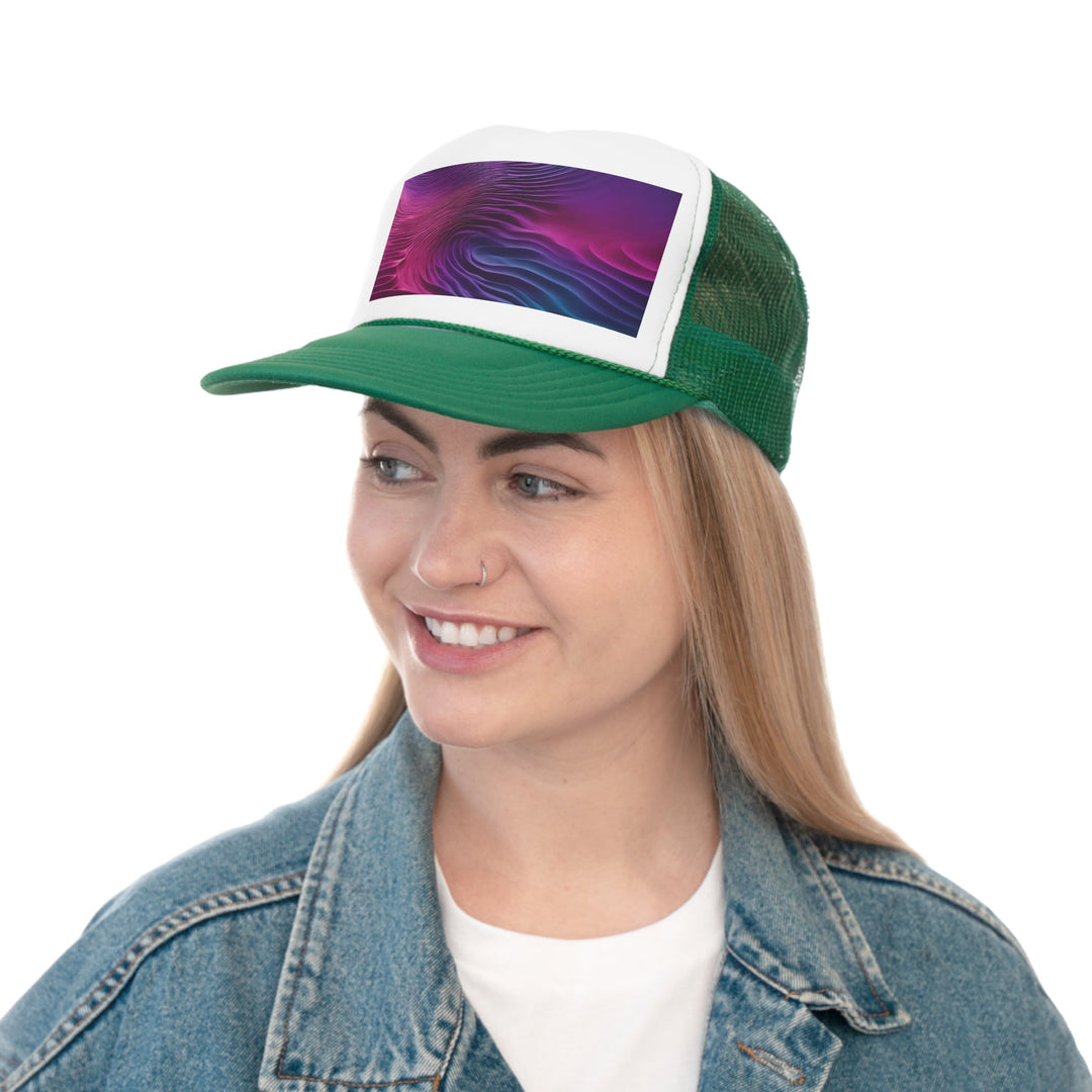 Vibrant Fluid Dynamics - Trucker Hat - Hats - g(0D·IO) - Pink - One size -