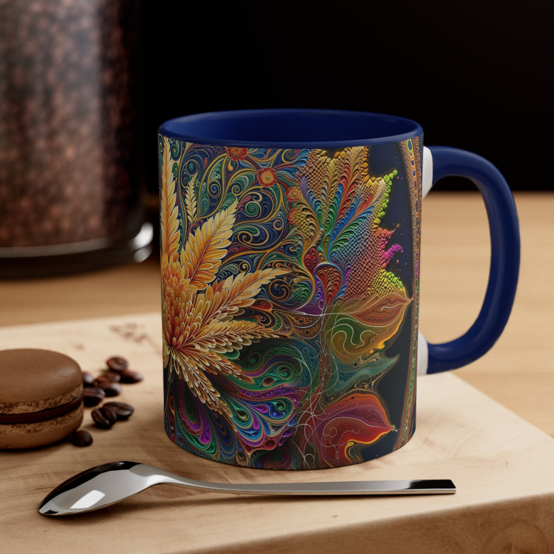 Vibrant Fractal Bloom - Accent Coffee Mug - Mug - g(0D·IO) - Pink - 11oz -