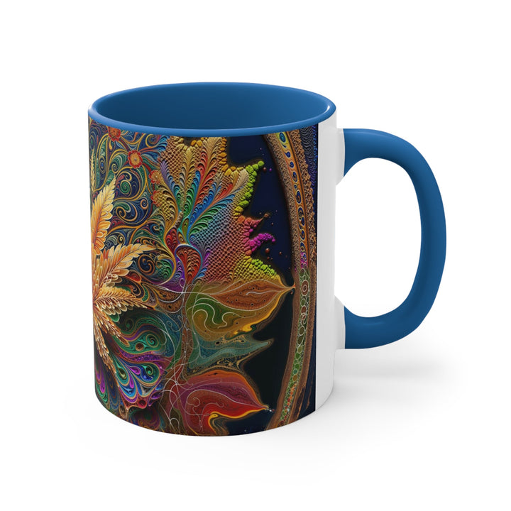 Vibrant Fractal Bloom - Accent Coffee Mug - Mug - g(0D·IO) - Pink - 11oz -