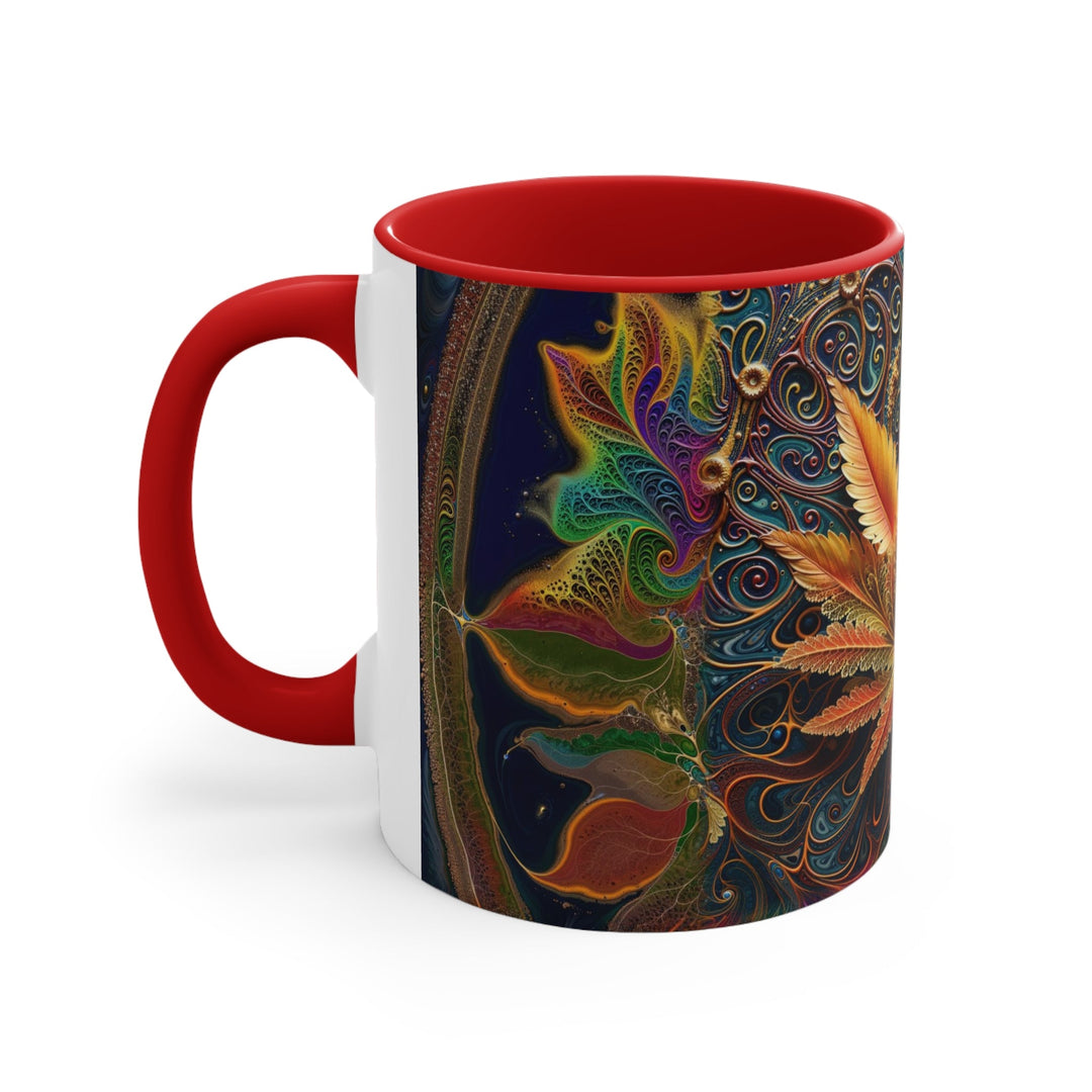 Vibrant Fractal Bloom - Accent Coffee Mug - Mug - g(0D·IO) - Pink - 11oz -