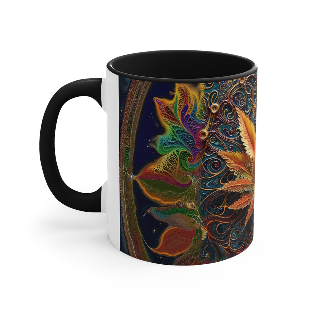 Vibrant Fractal Bloom - Accent Coffee Mug - Mug - g(0D·IO) - Pink - 11oz -