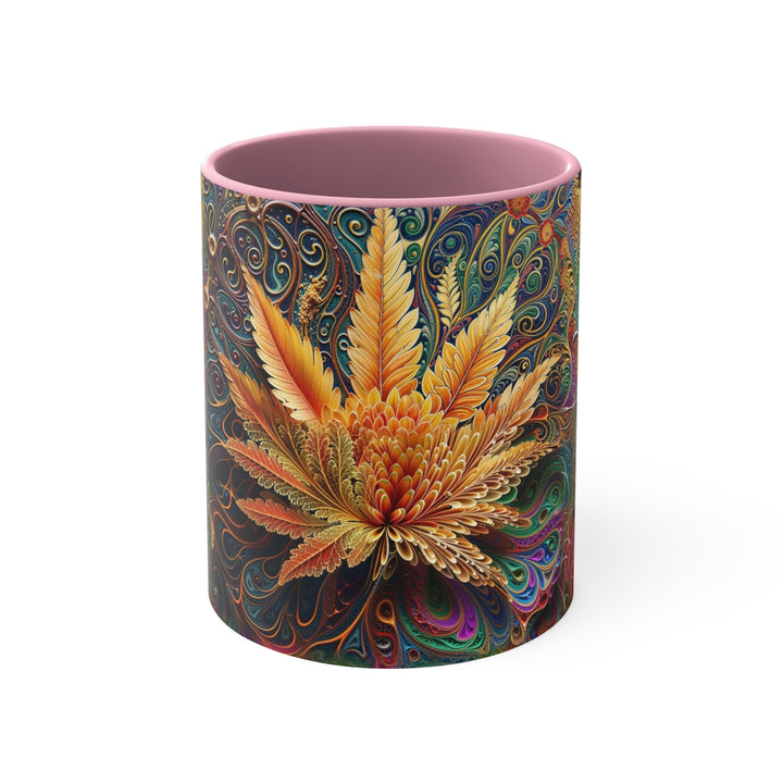 Vibrant Fractal Bloom - Accent Coffee Mug - Mug - g(0D·IO) - Pink - 11oz -