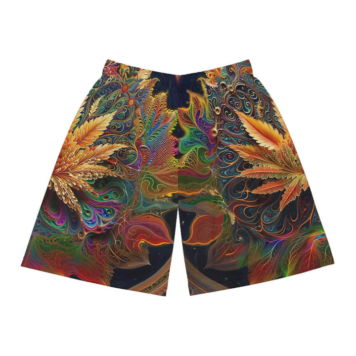 Vibrant Fractal Bloom - AOP Basketball Shorts - All Over Prints - g(0D·IO) - Seam thread color automatically matched to design - XS -