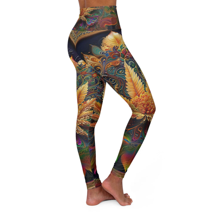 Vibrant Fractal Bloom - High Waisted AOP Yoga Leggings - All Over Prints - g(0D·IO) - XS - -