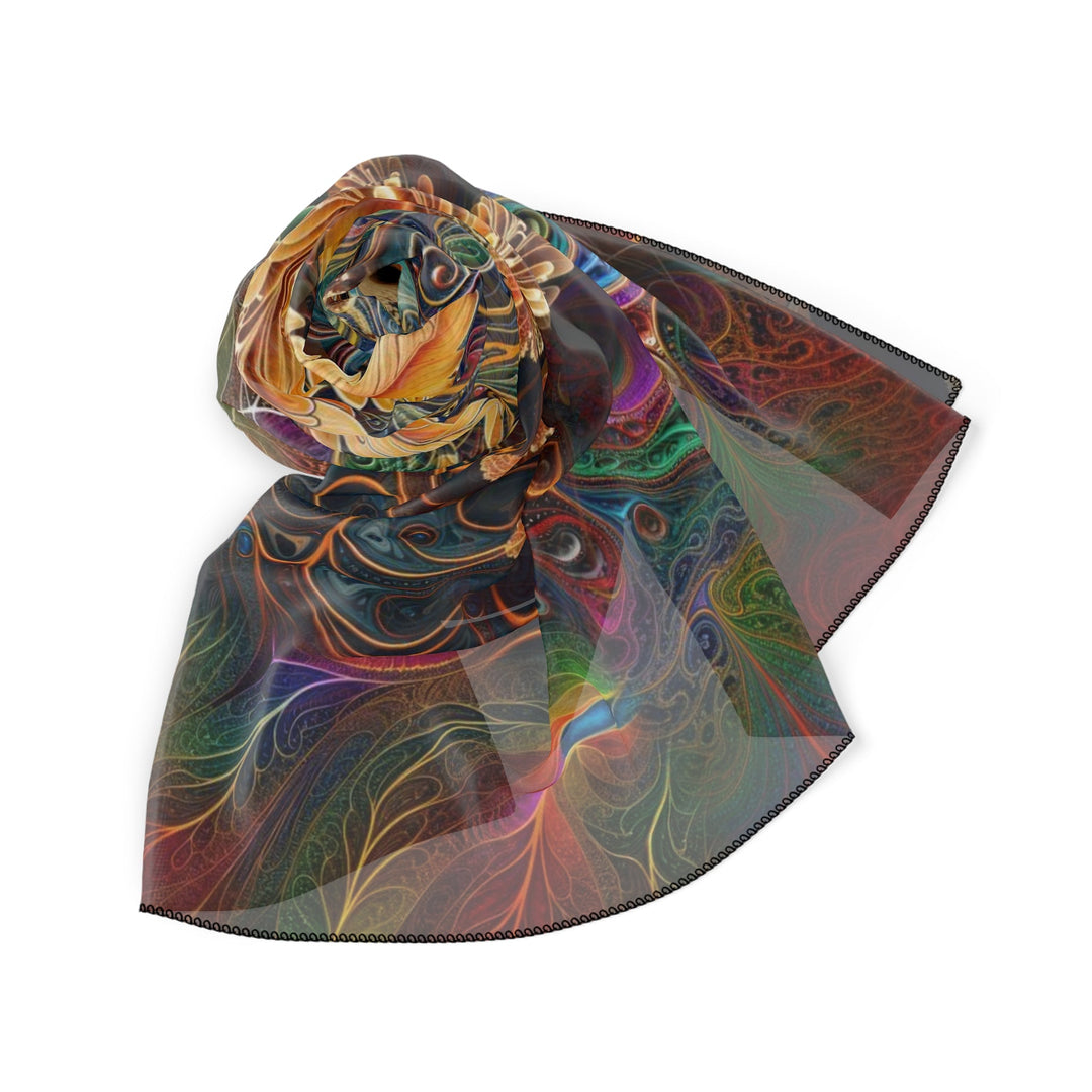 Vibrant Fractal Bloom - Poly Scarf - Accessories - g(0D·IO) - Poly chiffon - 50" × 50" -