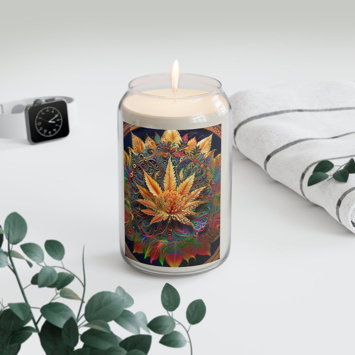 Vibrant Fractal Bloom - Scented Candle - Home Decor - g(0D·IO) - Vanilla Bean - 13.75oz -
