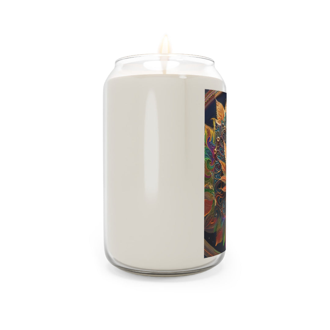 Vibrant Fractal Bloom - Scented Candle - Home Decor - g(0D·IO) - Vanilla Bean - 13.75oz -