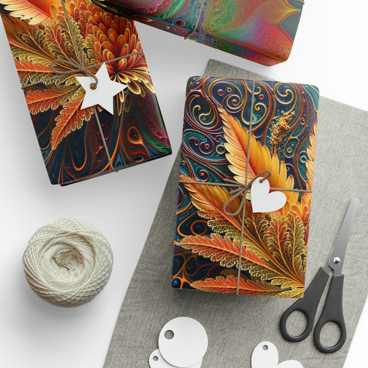 Vibrant Fractal Bloom - Wrapping Paper - Home Decor - g(0D·IO) - 30'' x 72'' - Matte -