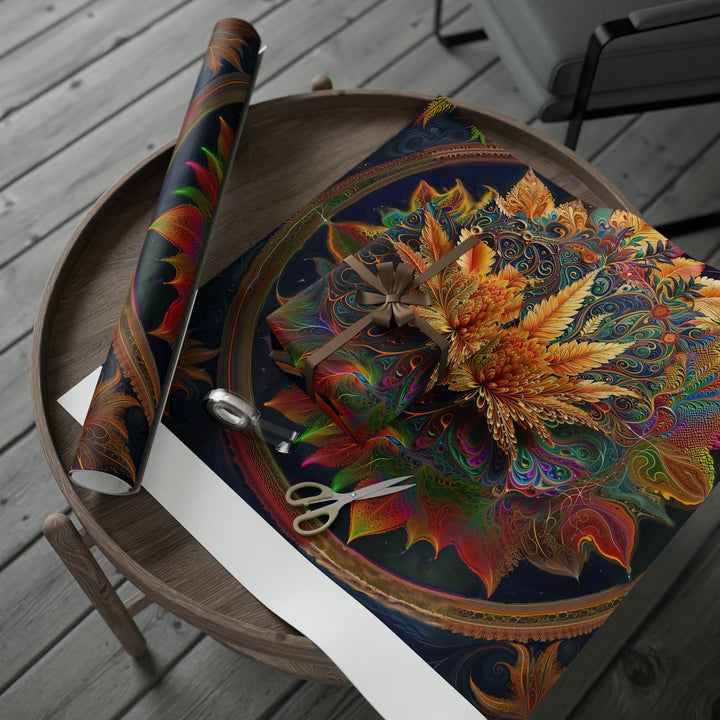 Vibrant Fractal Bloom - Wrapping Paper - Home Decor - g(0D·IO) - 30'' x 72'' - Matte -