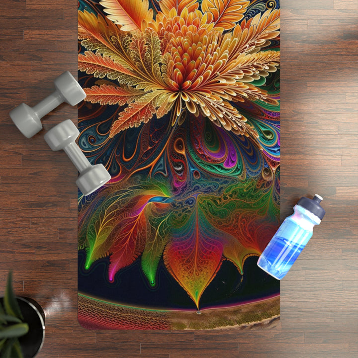 Vibrant Fractal Bloom - Yoga Mat - Home Decor - g(0D·IO) - 24” x 68” - -