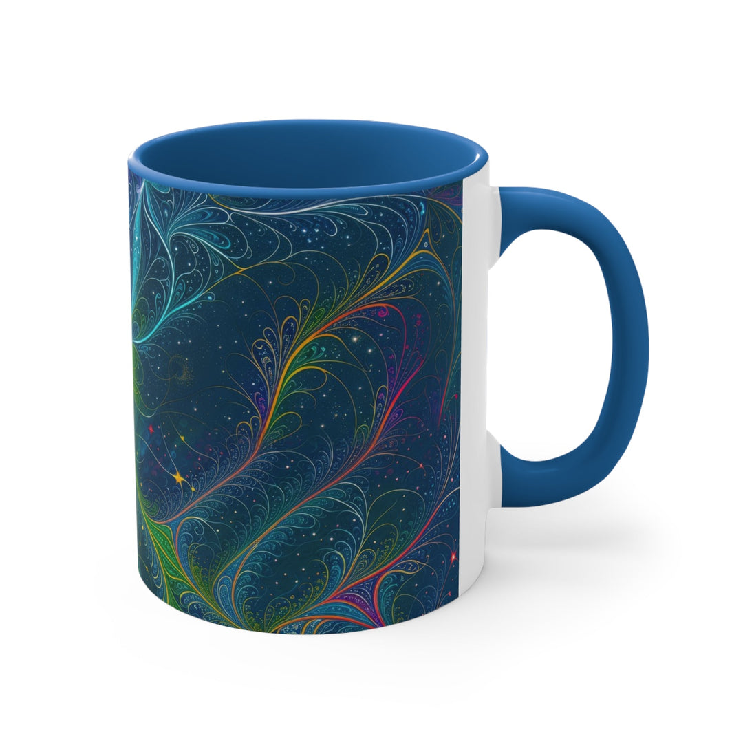 Vibrant Fractal Blossom - Accent Coffee Mug - Mug - g(0D·IO) - Pink - 11oz -