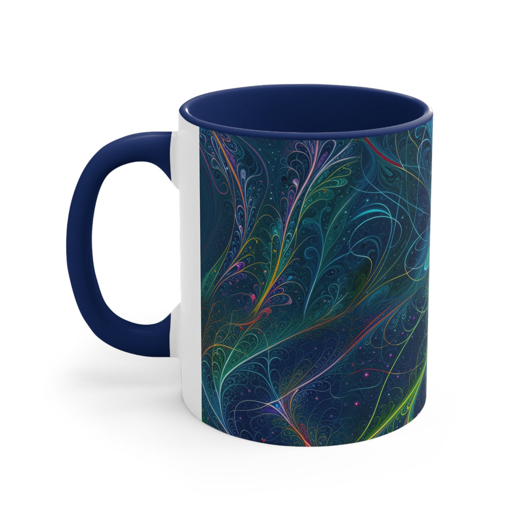 Vibrant Fractal Blossom - Accent Coffee Mug - Mug - g(0D·IO) - Pink - 11oz -