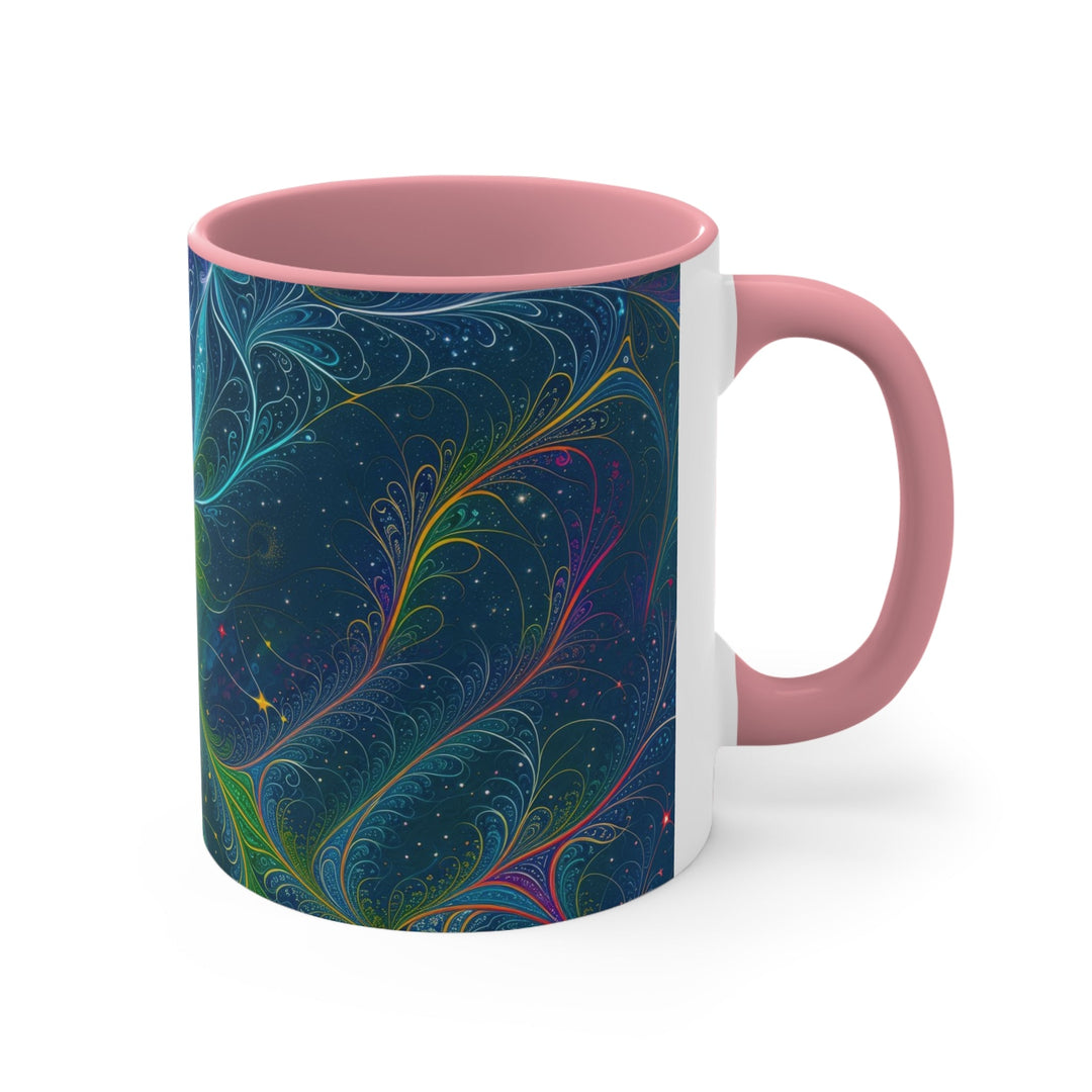 Vibrant Fractal Blossom - Accent Coffee Mug - Mug - g(0D·IO) - Pink - 11oz -