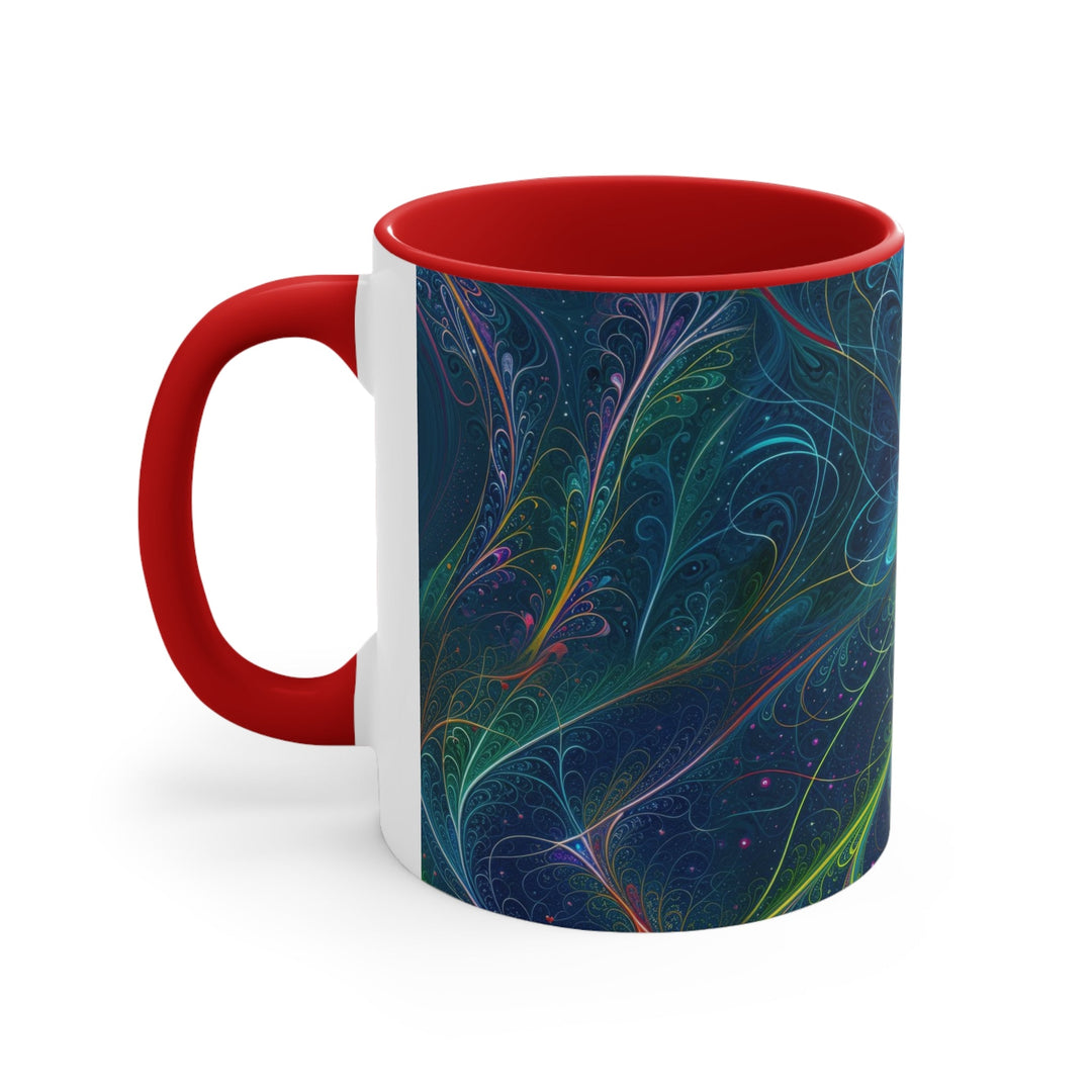 Vibrant Fractal Blossom - Accent Coffee Mug - Mug - g(0D·IO) - Pink - 11oz -