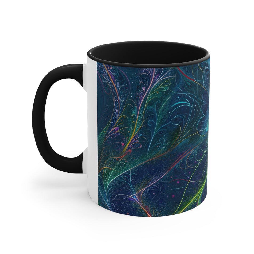 Vibrant Fractal Blossom - Accent Coffee Mug - Mug - g(0D·IO) - Pink - 11oz -