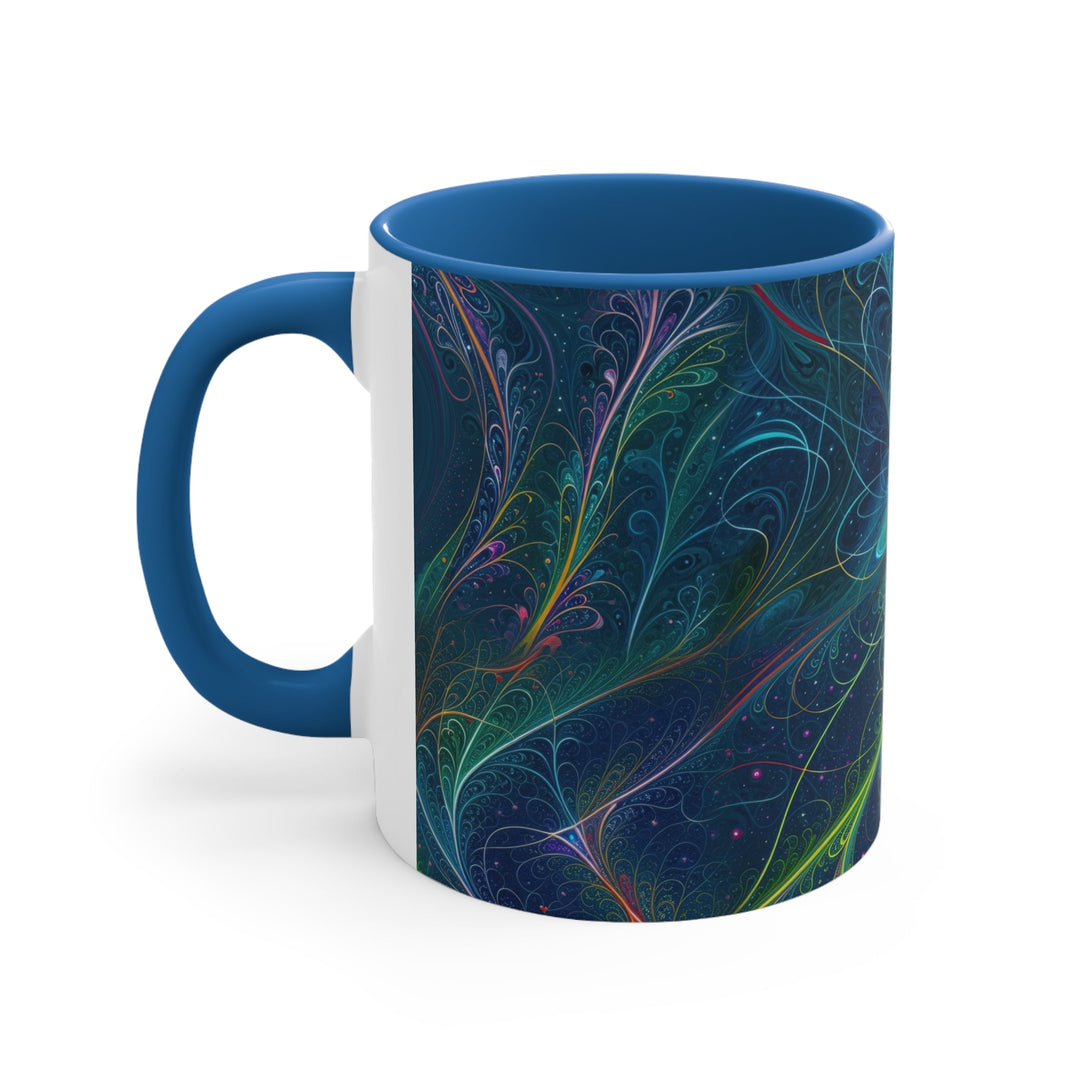 Vibrant Fractal Blossom - Accent Coffee Mug - Mug - g(0D·IO) - Pink - 11oz -