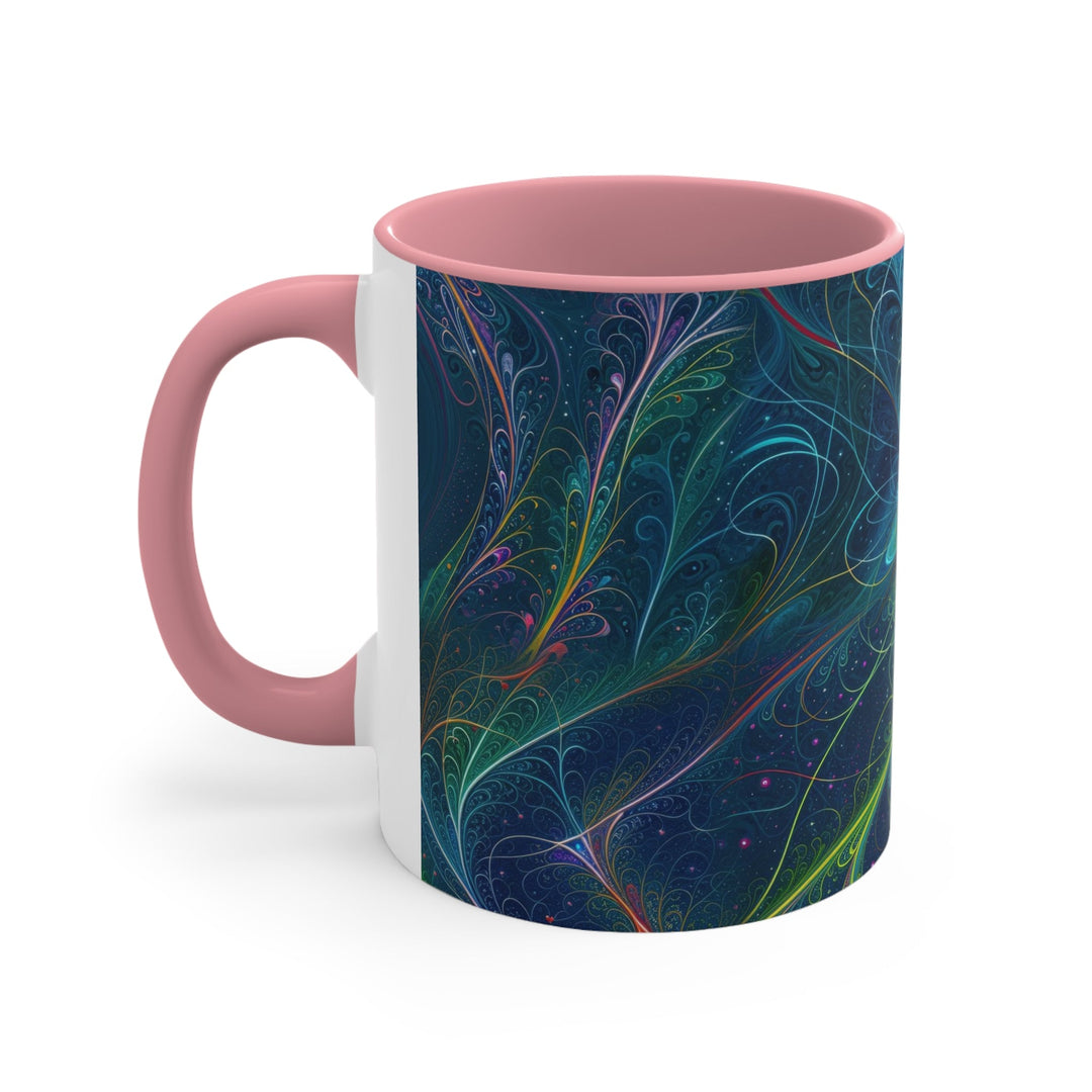 Vibrant Fractal Blossom - Accent Coffee Mug - Mug - g(0D·IO) - Pink - 11oz -