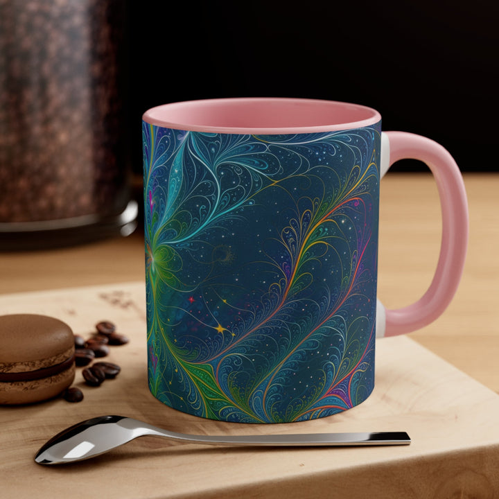 Vibrant Fractal Blossom - Accent Coffee Mug - Mug - g(0D·IO) - Pink - 11oz -