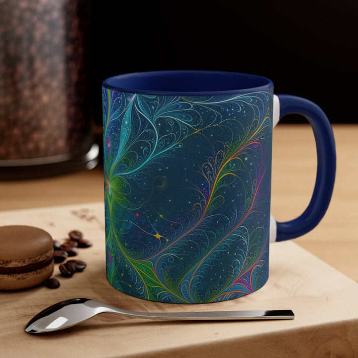 Vibrant Fractal Blossom - Accent Coffee Mug - Mug - g(0D·IO) - Pink - 11oz -