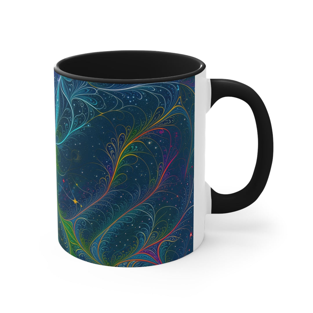 Vibrant Fractal Blossom - Accent Coffee Mug - Mug - g(0D·IO) - Pink - 11oz -