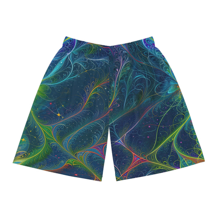 Vibrant Fractal Blossom - AOP Basketball Shorts - All Over Prints - g(0D·IO) - Seam thread color automatically matched to design - S -