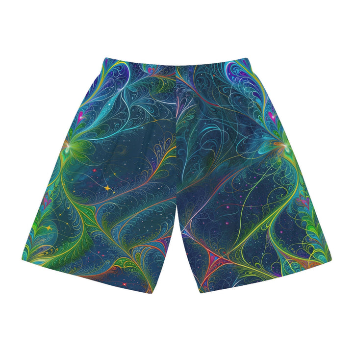 Vibrant Fractal Blossom - AOP Basketball Shorts - All Over Prints - g(0D·IO) - Seam thread color automatically matched to design - S -