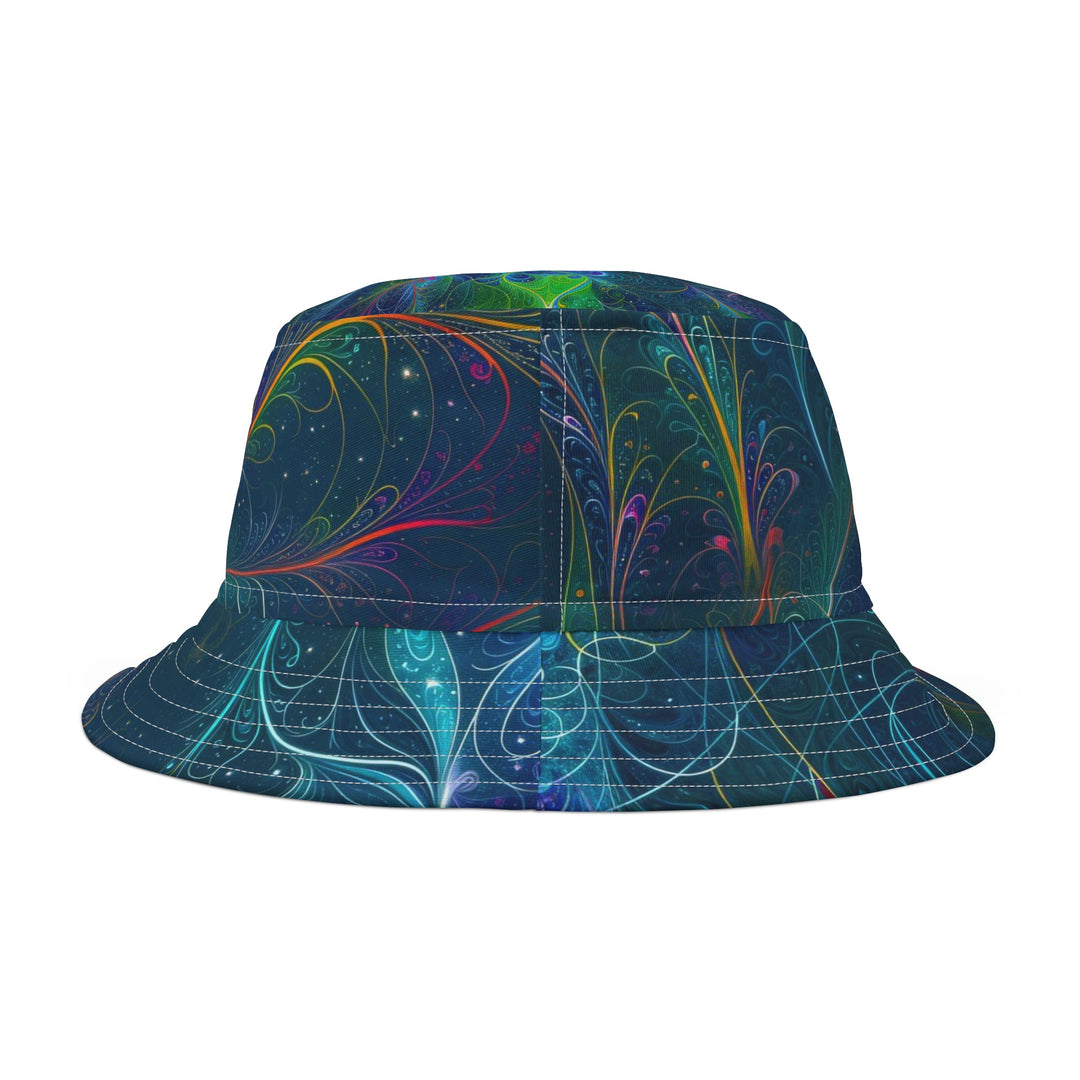 Vibrant Fractal Blossom - Bucket Hat - Hats - g(0D·IO) - Large - White stitching -