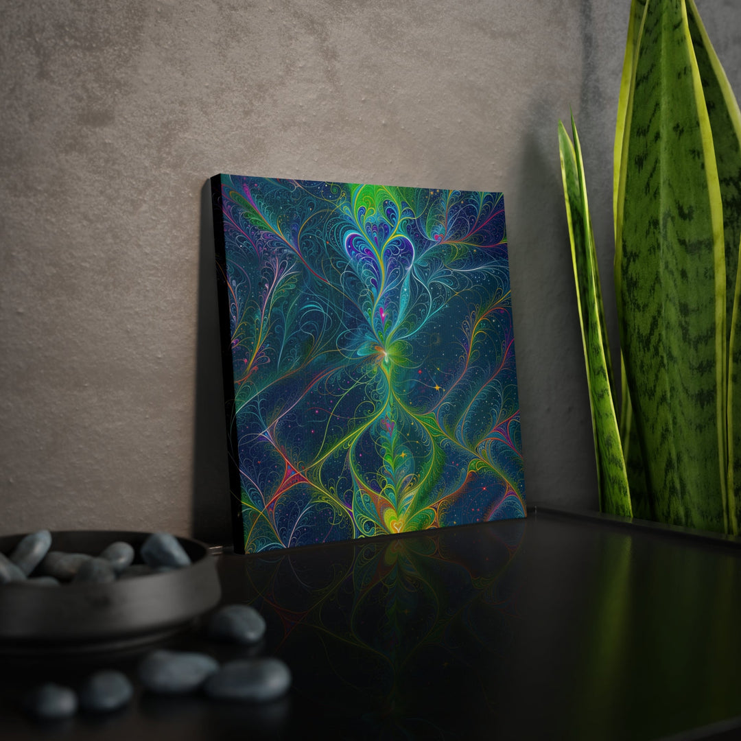 Vibrant Fractal Blossom - Canvas Photo Tile - Canvas - g(0D·IO) - 8" x 8" (Square) - 0.5" -