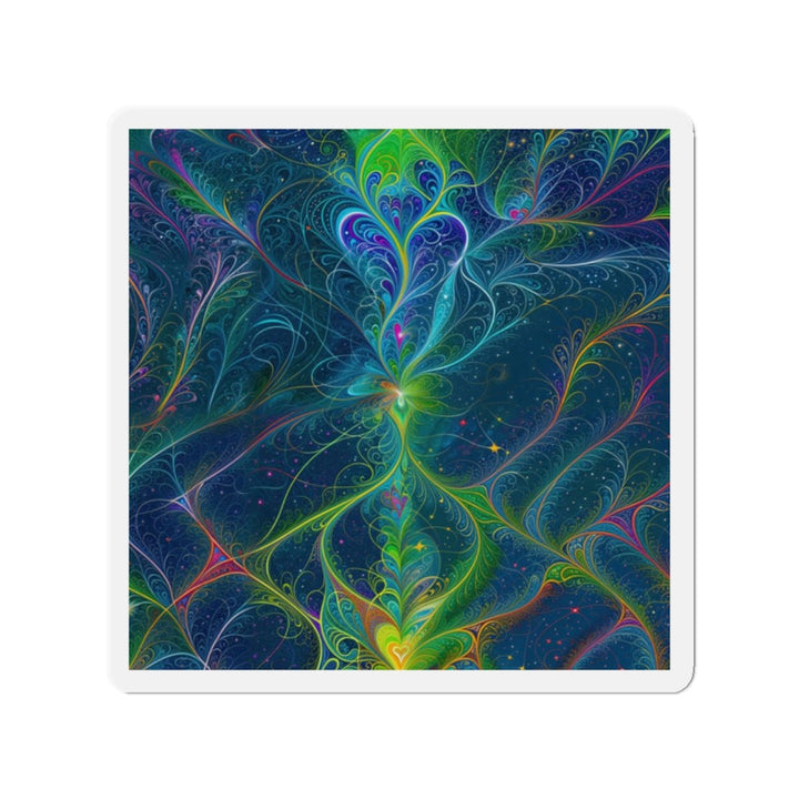 Vibrant Fractal Blossom - Die-cut Magnet - Home Decor - g(0D·IO) - 2" x 2" - Die-Cut - 1 pc