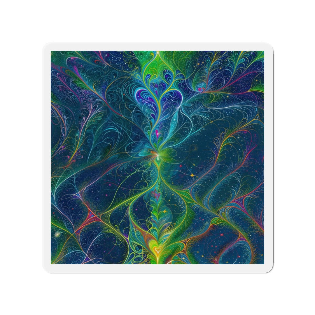 Vibrant Fractal Blossom - Die-cut Magnet - Home Decor - g(0D·IO) - 4" x 4" - Die-Cut - 1 pc