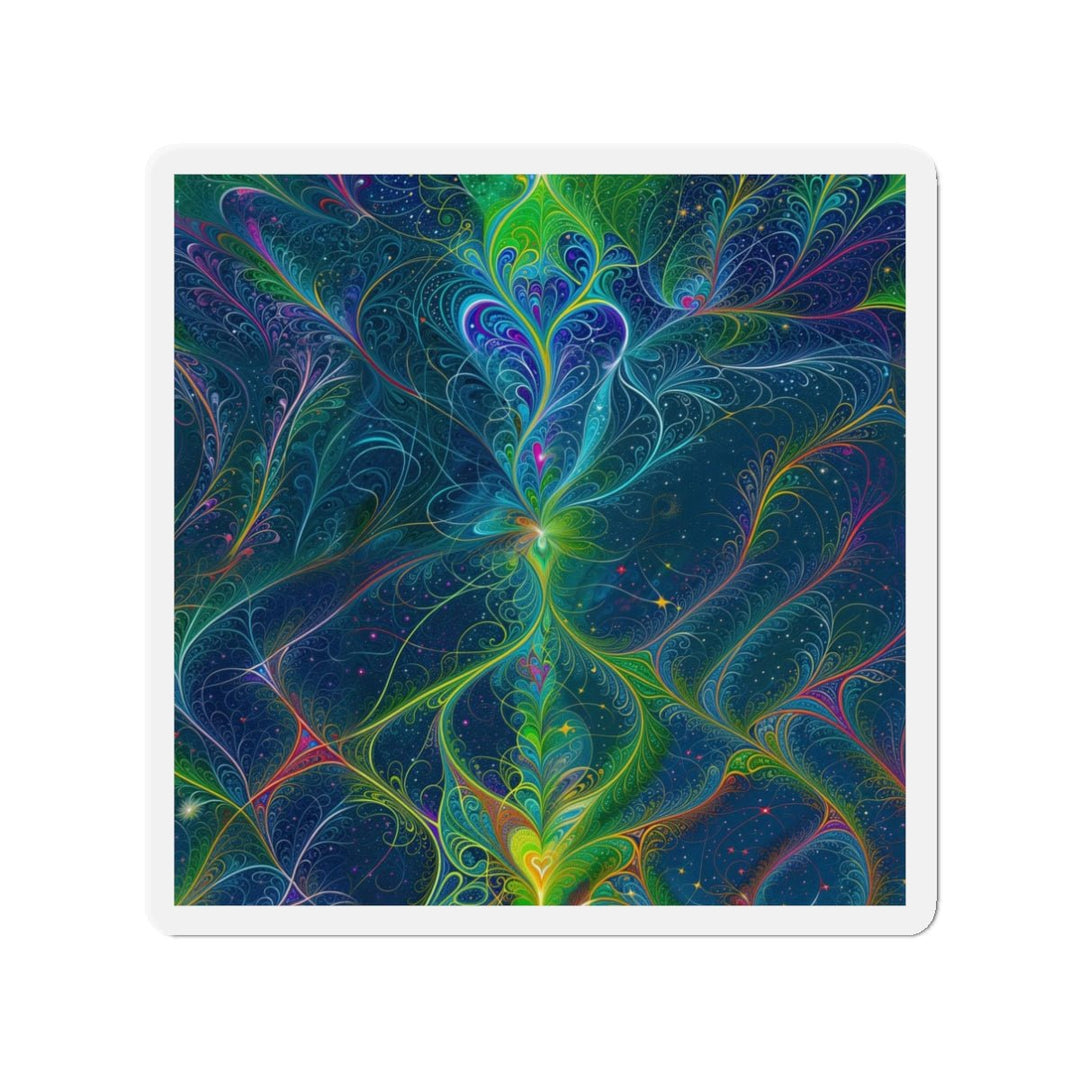 Vibrant Fractal Blossom - Die-cut Magnet - Home Decor - g(0D·IO) - 3" x 3" - Die-Cut - 1 pc