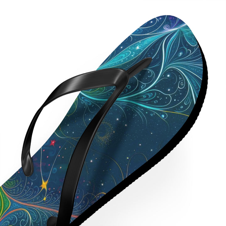 Vibrant Fractal Blossom - Flip Flops - Shoes - g(0D·IO) - XL - Black sole -